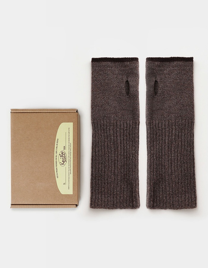 KNITLY) Wool Cotton Line Hand Warmer (Brown)