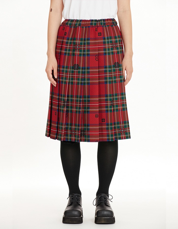 BOCBOK) Check Check Pleats Skirt (Red Check) 재입고