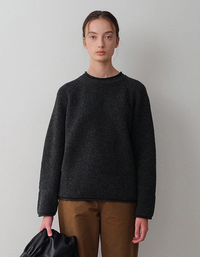 VERSCENT) Wool rolling pullover (deep charcoal) 재입고