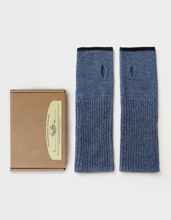 KNITLY) Wool Cotton Line Hand Warmer (Blue)