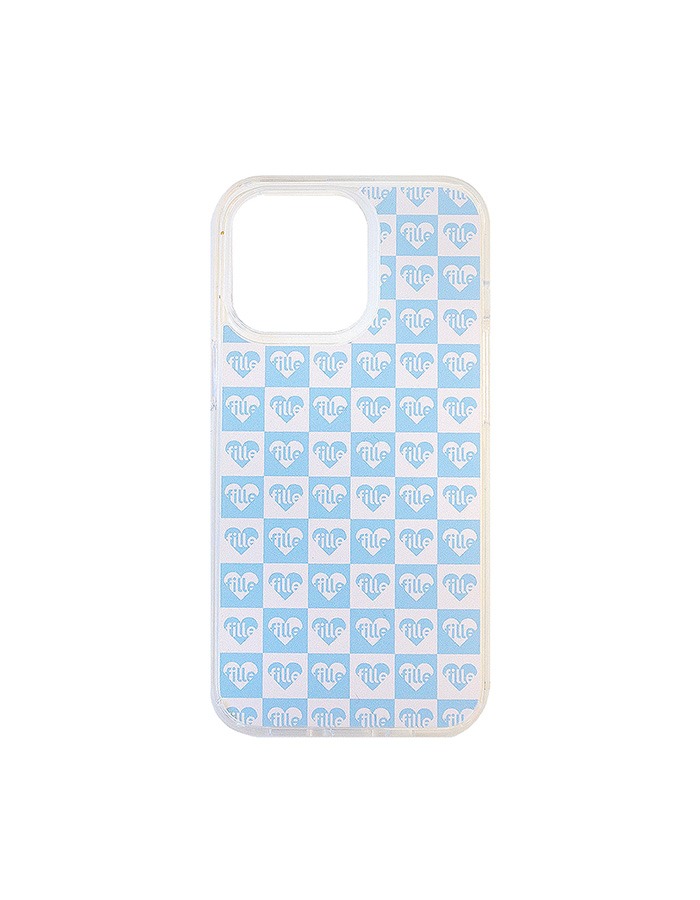 fille) 젤하드 CHECKERBOARD IPHONE CASE (SKY BLUE &amp; WHITE)