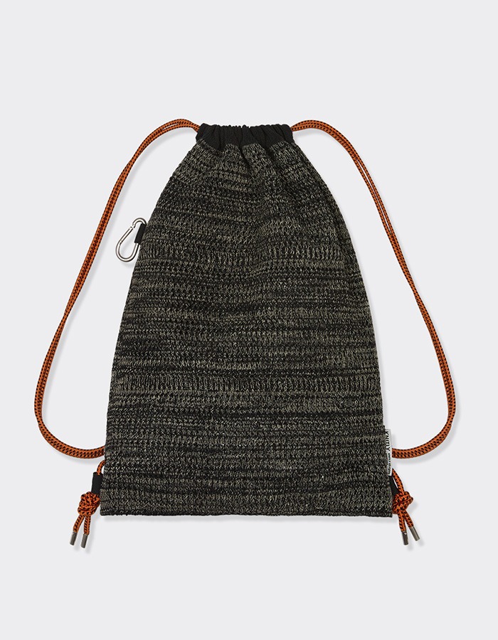 KNITLY) Net Rope Knit Backpack (Melange Black)
