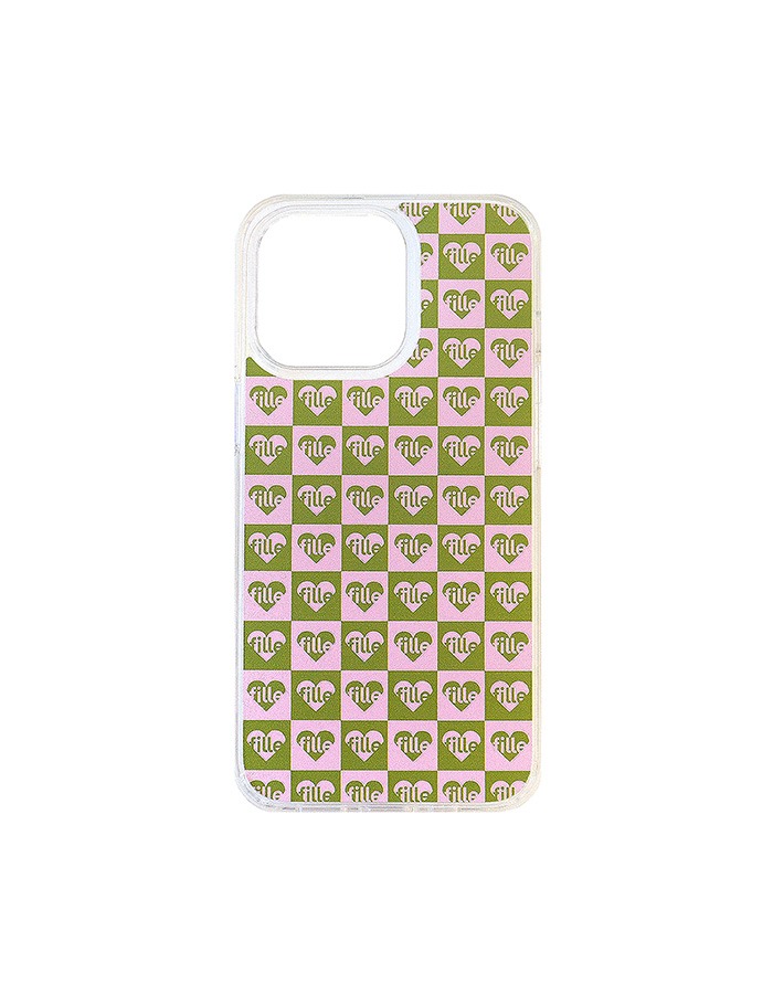 fille) 젤하드 CHECKERBOARD IPHONE CASE (PINK &amp; GREEN)