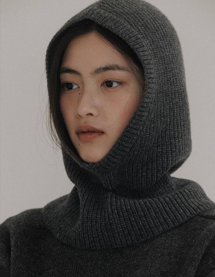 peces) CASHMERE BLENDED BALACLAVA (D/GRAY)
