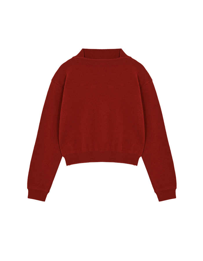 Cosmoss) CASHMERE CROP SWEATER (RED)
