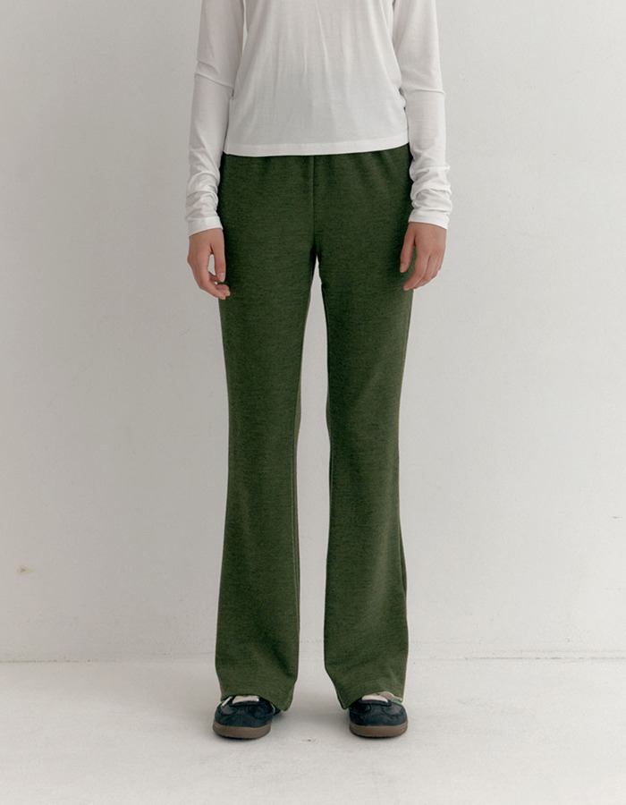 ENZO BLUES) Slim Banding  Bootscut Pants (Green)