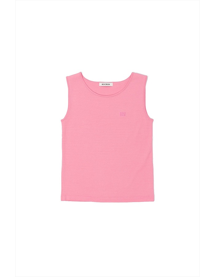 BOCBOK) sleeveless logo knit top (pink)