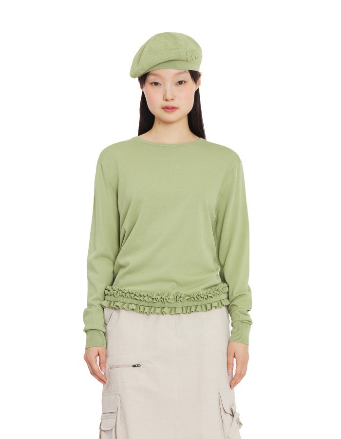BOCBOK) frill-frill knit top (light green)