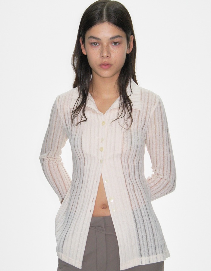 CACELE) BUTTON UP FLARE SHIRTS, IVORY 재입고