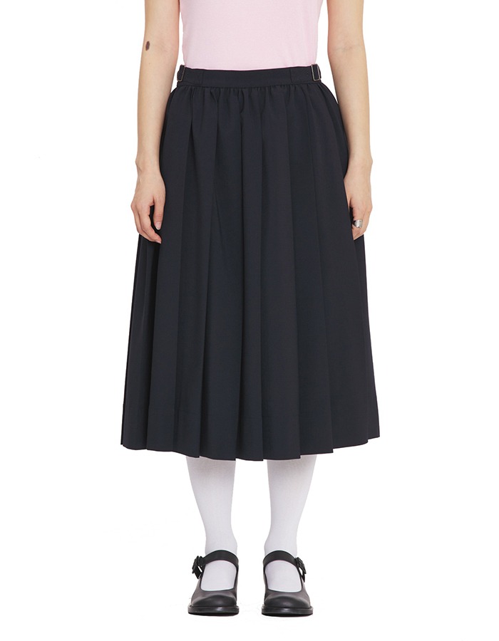BOCBOK) mommy pleats skirt (navy)