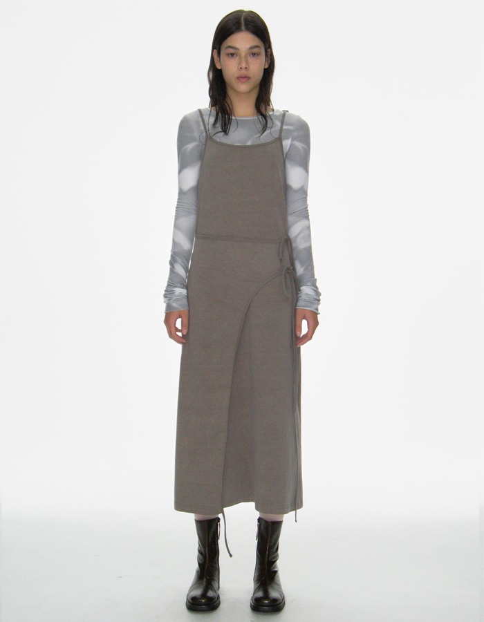 CACELE) 2 WAY LAYERED WRAP DRESS, WASHED BROWN 재입고