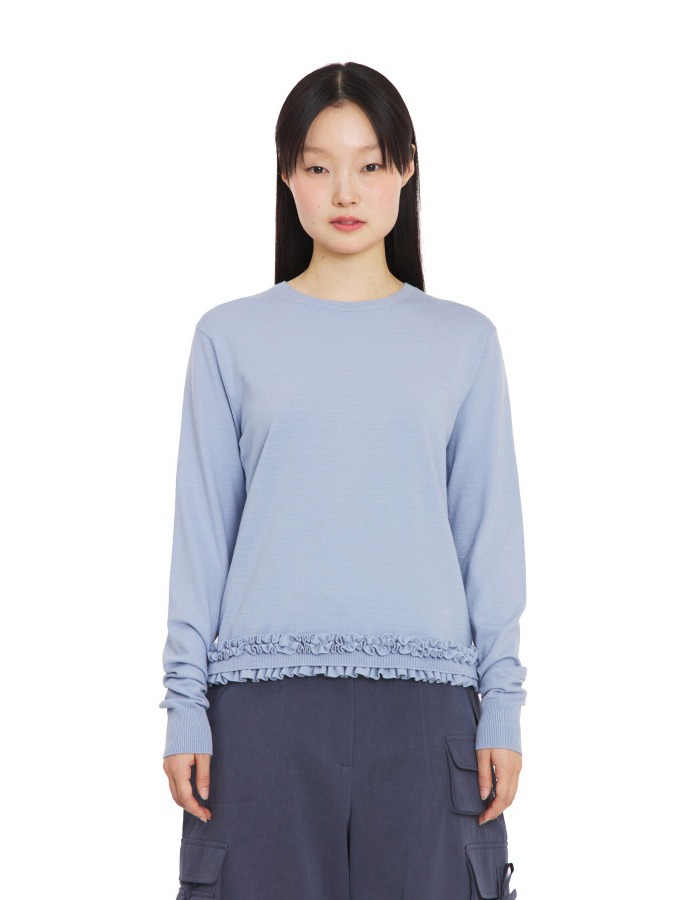 BOCBOK) frill-frill knit top (light blue)