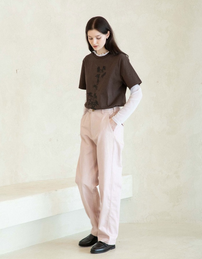 YM Store) Straight Cotton Pants (Pink)