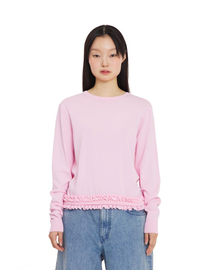 BOCBOK) frill-frill knit top (pink)
