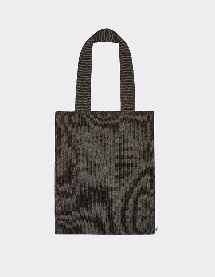 KNITLY) TEXTURED PAPER KNIT BAG_Khaki/Brown